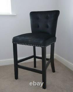 Giovanni Velvet Upholstered Dining Chair Knocker Back Bar Stool Grey Or Black