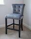 Giovanni Velvet Upholstered Kitchen Dining Chair Knocker Back Bar Stool Grey
