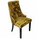 Gold Black Knocker Back Windsor Crushed Velvet Dining Accent Chair Button Fabric