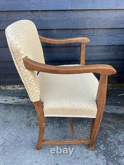 Good Quality Set Of 6 1930s Oak Frame & Upholstered Deco Style Dining Chairs