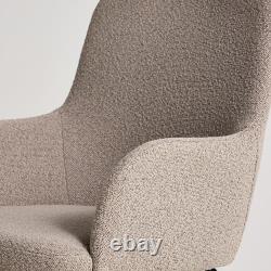 Grand Dining Chair Upholstered Boucle Fabric Colour Variation Black Metal Base