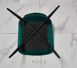 Grey 4 Velvet Upholstered Dining Chairs Retro Diamond Black Metal Legs Kitchen