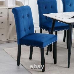 Grey Beige Blue Velvet Dining Chairs Set of 2/4/6 Knocker Back Dining Room Chair
