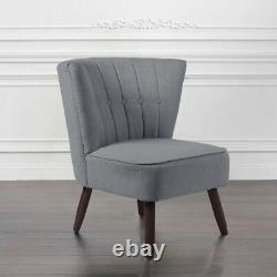 Grey Comfy Upholstered Chair Scroll Back Dining Chairs Linen with Oak Legs