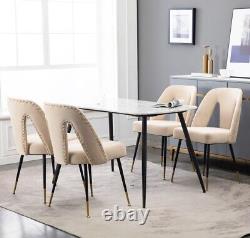 Grey Cream Soft Velvet Dining Chairs Set of 2 4 6 with Metal Legs Kitchen Chair