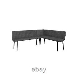 Grey Faux Leather Corner Dining Bench Right Hand Facing Logan