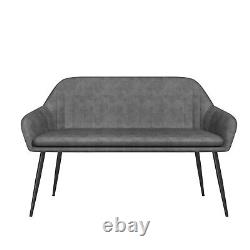 Grey Faux Leather Dining Bench with Back Seats 2 Logan LOG025