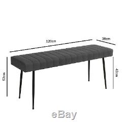 Grey Faux Leather Dining Bench with Black Legs Seats 2 Logan LOG011