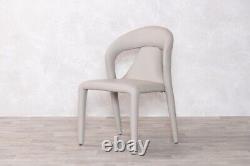 Grey Fully Upholstered Dining Chair Faux Leather Easy Clean