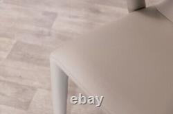 Grey Fully Upholstered Dining Chair Faux Leather Easy Clean