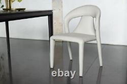 Grey Fully Upholstered Dining Chair Faux Leather Easy Clean