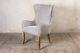 Grey Linen Dining Chair With Armrests, Upholstered Carver Chair, Button Back