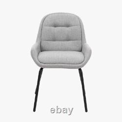 Grey Linen Dining Chair with Black Metal Legs