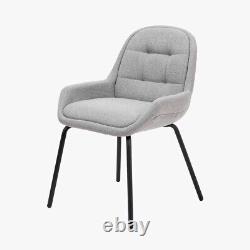 Grey Linen Dining Chair with Black Metal Legs