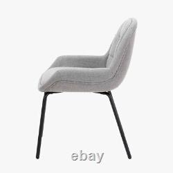 Grey Linen Dining Chair with Black Metal Legs