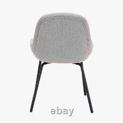 Grey Linen Dining Chair with Black Metal Legs