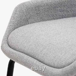 Grey Linen Dining Chair with Black Metal Legs