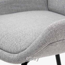 Grey Linen Dining Chair with Black Metal Legs