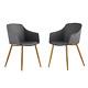Grey Modern Upholstered Fabric Dining Chair With Wooden Legs Armchairs