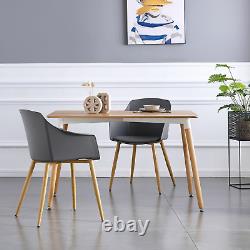 Grey Modern Upholstered Fabric Dining Chair with wooden legs Armchairs