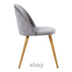 Grey Modern Velvet Dining Chairs Upholstered Seat Legs Dining Room Kitchen