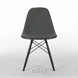 Grey Pair Herman Miller Original Eames Upholstered Black DSW Side Shell Chair