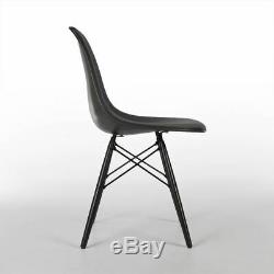 Grey Pair Herman Miller Original Eames Upholstered Black DSW Side Shell Chair