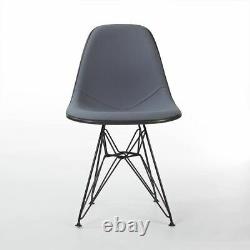 Grey Set (6) Herman Miller Original Eames Upholstered Black DSR Side Shell Chair