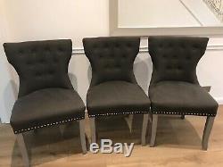 Grey Stud Upholstered Dining Chairs