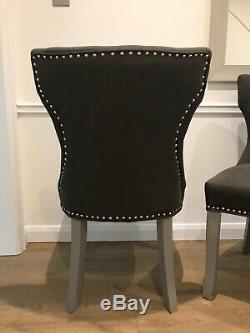 Grey Stud Upholstered Dining Chairs