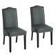 Grey Upholstered Dining Chair Set Of 4 2 Living Room Kitchen Chairs + Wood Legs