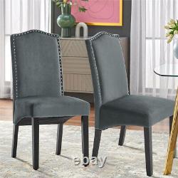 Grey Upholstered Dining Chair Set of 4 2 Living Room Kitchen Chairs Wood Legs UK