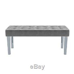 Grey Velvet Dining Bench with Chrome Legs Jade Boutique JAD008