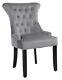 Grey Velvet Dining Chair, Ring Knocker Velvet Material Studded Wing Back