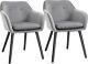 Grey Velvet Dining Chairs Lounge Reception Upholstered Padded Seats 2 Pcs Set Uk