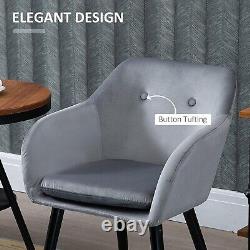 Grey Velvet Dining Chairs Lounge Reception Upholstered Padded Seats 2 Pcs Set UK