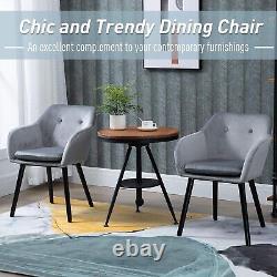 Grey Velvet Dining Chairs Lounge Reception Upholstered Padded Seats 2 Pcs Set UK