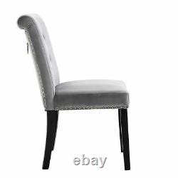Grey Velvet Dining Chairs with Knocker/Ring Back Upholstered Seat, 1, 2, 4, 6