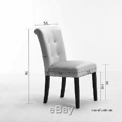 Grey Velvet Dining Room Chairs Upholstered Knocker Kitchen High Back Chair NEW