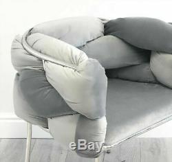 Grey Velvet Tub Chair Dining Chair Accent Chair Hugging Upholstered Chrome Legs