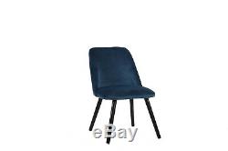 HARLOW Set of 2 Upholstered Dining Chair (Dark Blue)-CH068BL