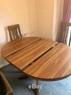 HJ Berry Solid Oak Round Extendable Dining Table And 4 Upholstered Chairs
