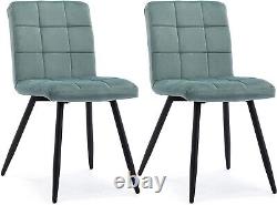 HNNHOME Set Of 2 x Cubana Upholstered Kitchen Dining Chair (Mint, Velvet)