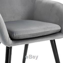 HOMCOM 2-PC Modern Upholstered Fabric Bucket Seat Dining Room Armchairs Grey