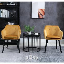 HOMCOM 2-PC Modern Upholstered Fabric Bucket Seat Dining Room Armchairs Yellow