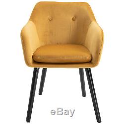 HOMCOM 2-PC Modern Upholstered Fabric Bucket Seat Dining Room Armchairs Yellow