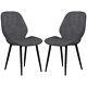 Homcom Dining Chairs Set Of 2, Upholstered Kitchen Chairs With Metal Legs, Grey