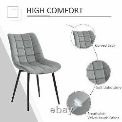 HOMCOM Dining Chairs Set of 2, Upholstered Velvet-Touch Fabric Accent Chairs