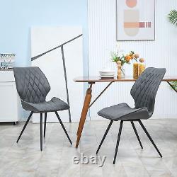 HOMCOM Mid-Century Dining Chairs Set of 2, Upholstered Accent Chairs, Grey