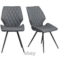 HOMCOM Mid-Century Dining Chairs Set of 2, Upholstered Accent Chairs, Grey